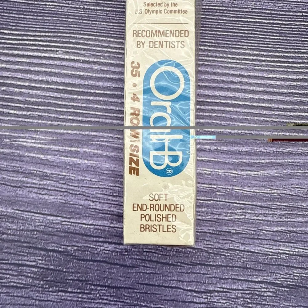 VINTAGE Oral-B 35 Toothbrush 1980s US Olympic Committee 4 Row Size End-Rounded